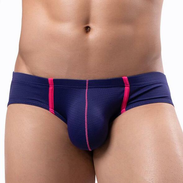 Men's Low Waist Ice Silk Mesh Briefs Swim Trunks (E-093) - Japanese, Korean, European & American Styles