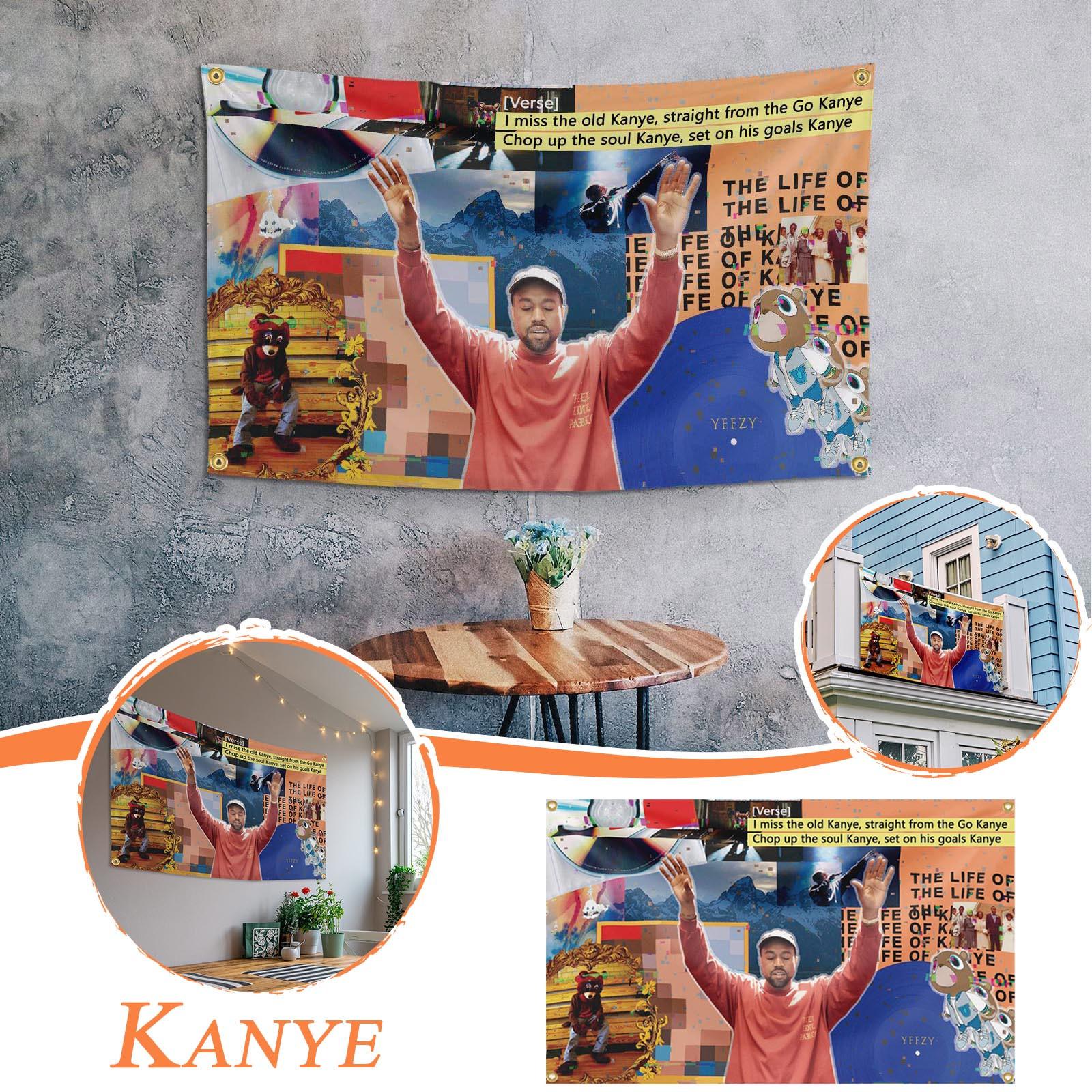 

2024 Флаг Kanye Music West Гобелен с флагом 3x5 футов Баннер для наружного внутреннего украшения