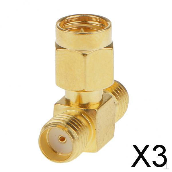 3xSMA Male To Two SMA Female Triple T RF Adapter Connector 3 Way Splitter