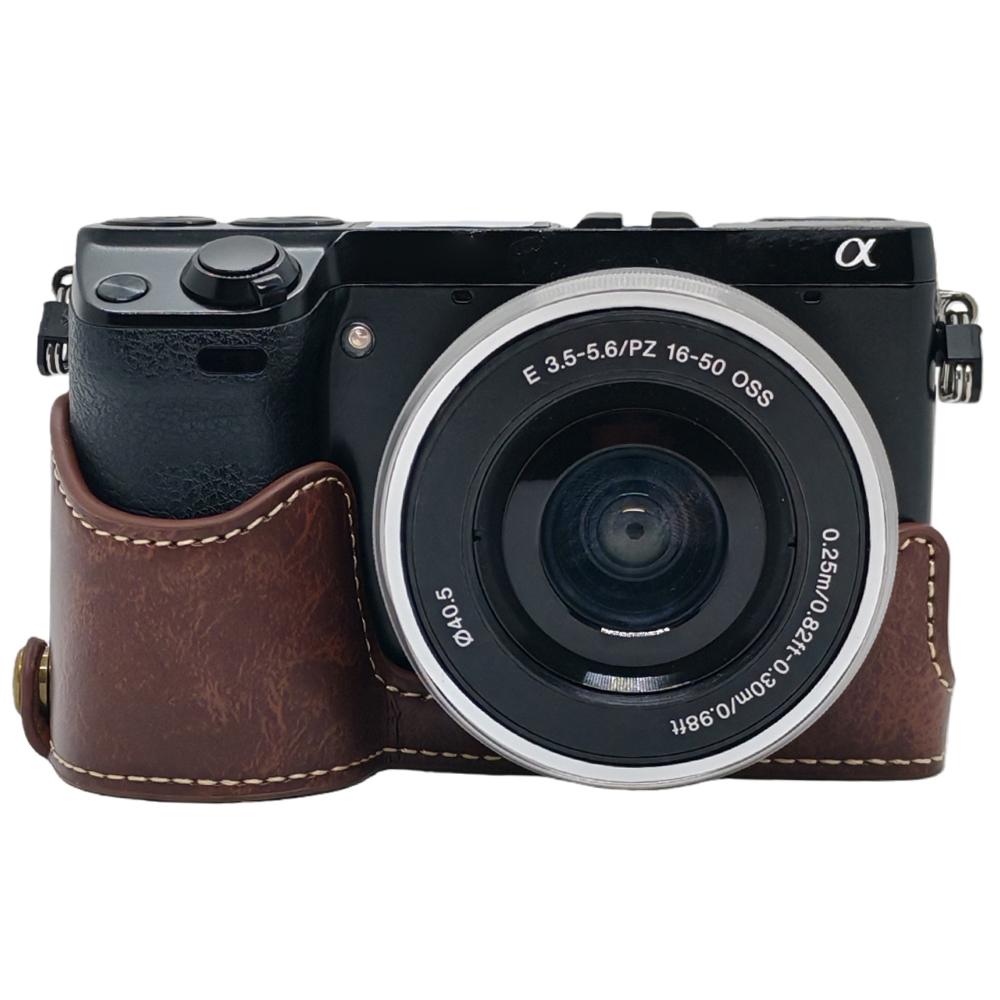 For Sony NEX-7/NEX-6 Half Body Camera Cover with Battery Access PU Leather Bottom Case