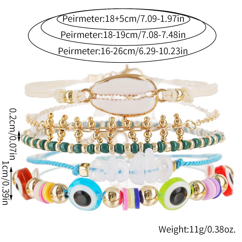 European and American Bohemian vacation bracelet set women's summer beach wind dopamine shell eyes rice bead bracelet women