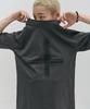 PLACESTUDIOMAN Round Neck Oversized Casual Short Sleeve T-Shirt With Cross Lettering Graphic Point _3 Colors