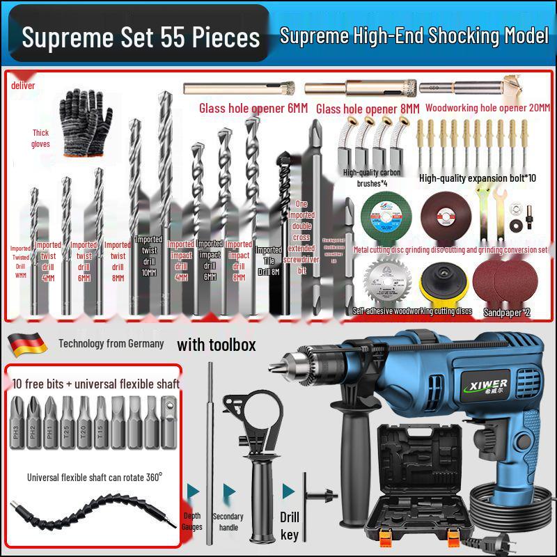 Handheld Electric Drill & Power Tool Set for Home Use