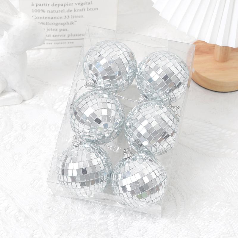 12Pcs Disco Ball Glass Silver Christmas Decoration for Disco Carnival Theme Music Party Cake Decor Sparkling Christmas Tree Gift