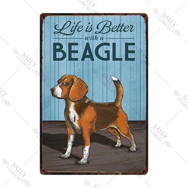 Dog Rules Metal Print Plates Lovely Bulldog Boxer Beagle Great Dane Metal Tin Sign Poster Vintage Pub Bar Sign Man Cave Plaques