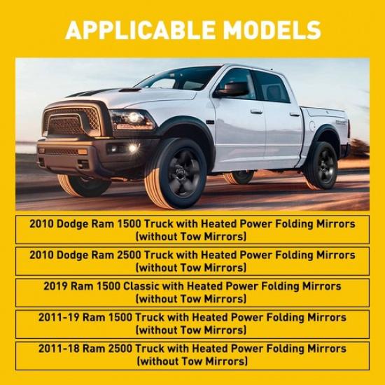 Mirror Glass Power Heated Right Side for 10-19 Dodge Ram 1500 2500 3500 US EXV