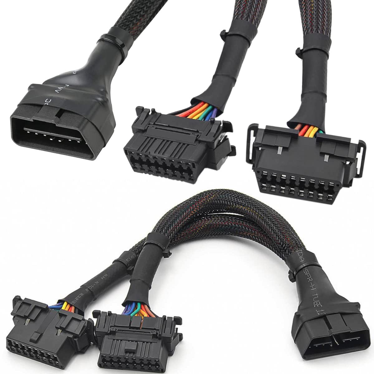 

Male to Xiatiaosann OBD2 Divider OBD II 16 Pin Extension Dual Female Extension Cable