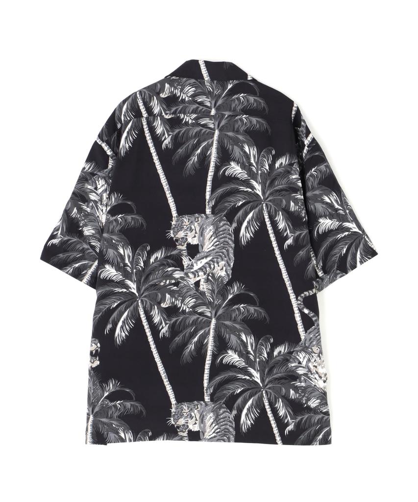 AVIREX ALOHA SHIRT TIGER & PALM TREE Men's M 010 Black 783-5123006