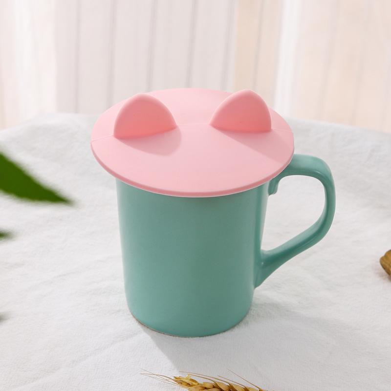Silicone 3D Cat Ears Cup Lid - Leak & Dust Proof for Coffee & Glass Cups