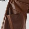 INCERUN Men Zip-up Waist Crotch Cutout PU Leather Party Long Pants Trousers