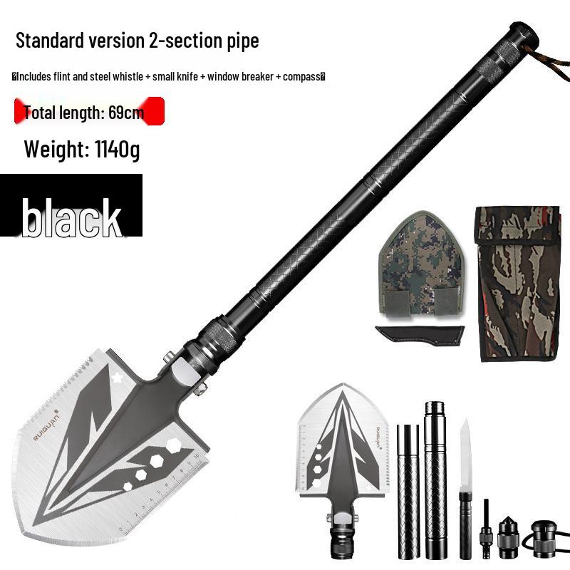 Multi-functional Outdoor Folding Shovel: Manganese Steel, Ideal for Camping, Fishing, Off-road Use, and Vehicle-mounted Tasks