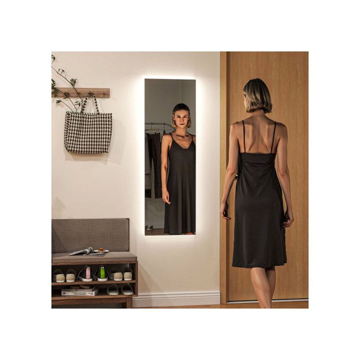 HOMCOM Langer Standspiegel 40 x 120 cm, mit LED-Beleuchtung, Wandspiegel mit Touch-Steuerung