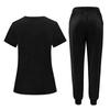 Nursing Scrub Set Women Quick Dry Fabric V Neck Short Sleeve Top with Pockets and Elastic Waist Long Pants Medical Uniform Workwear Set