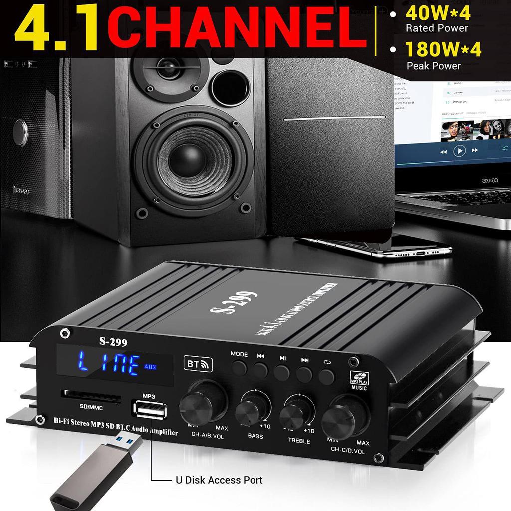 4.1 Channel Bluetooth Audiophile Amplifier S299 - High Power Subwoofer Speaker Home Audio