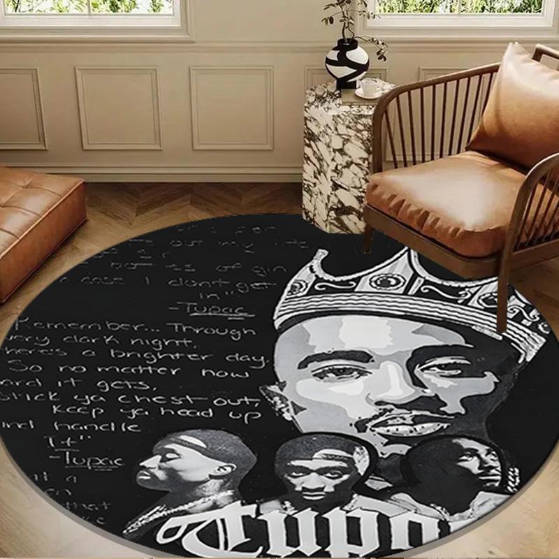 Rap Legend In Blue Round Rug for Livingroom,Bedroom, Palyroom, Chair Rug, Area Rug, Circle Carpet, Large Size Fan Christmas Gift
