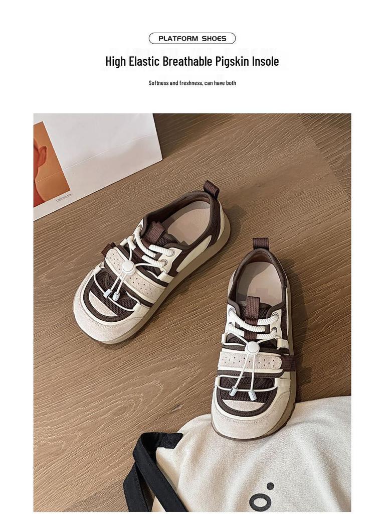 She Lv 2025 Retro Cute Platform Mesh Lace-Up Women's Sports Shoes - Autumn Collection