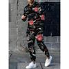 Herren 2-teiliges Set, Rundhals-Langarm-T-Shirt und Hose, Lässiger Anzug, Geeignet für den Alltag