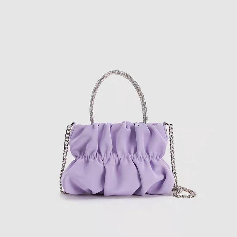 Diamond Handbag Celebrity Temperament Macaron Fresh Fold Cloud Chain Crossbody Bag Handheld