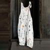 Women's Jumpsuit With Butterfly Print, Casual Loose And Retro Shoulder Straps, Cotton And Linen