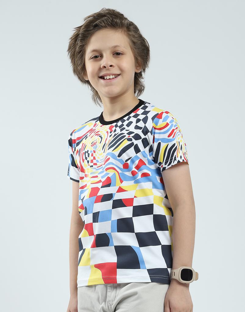 MONTE CARLO ბიჭის ჩვეულებრივი ფითის პრინტიანი ნახევარსაყელოიანი მაისური