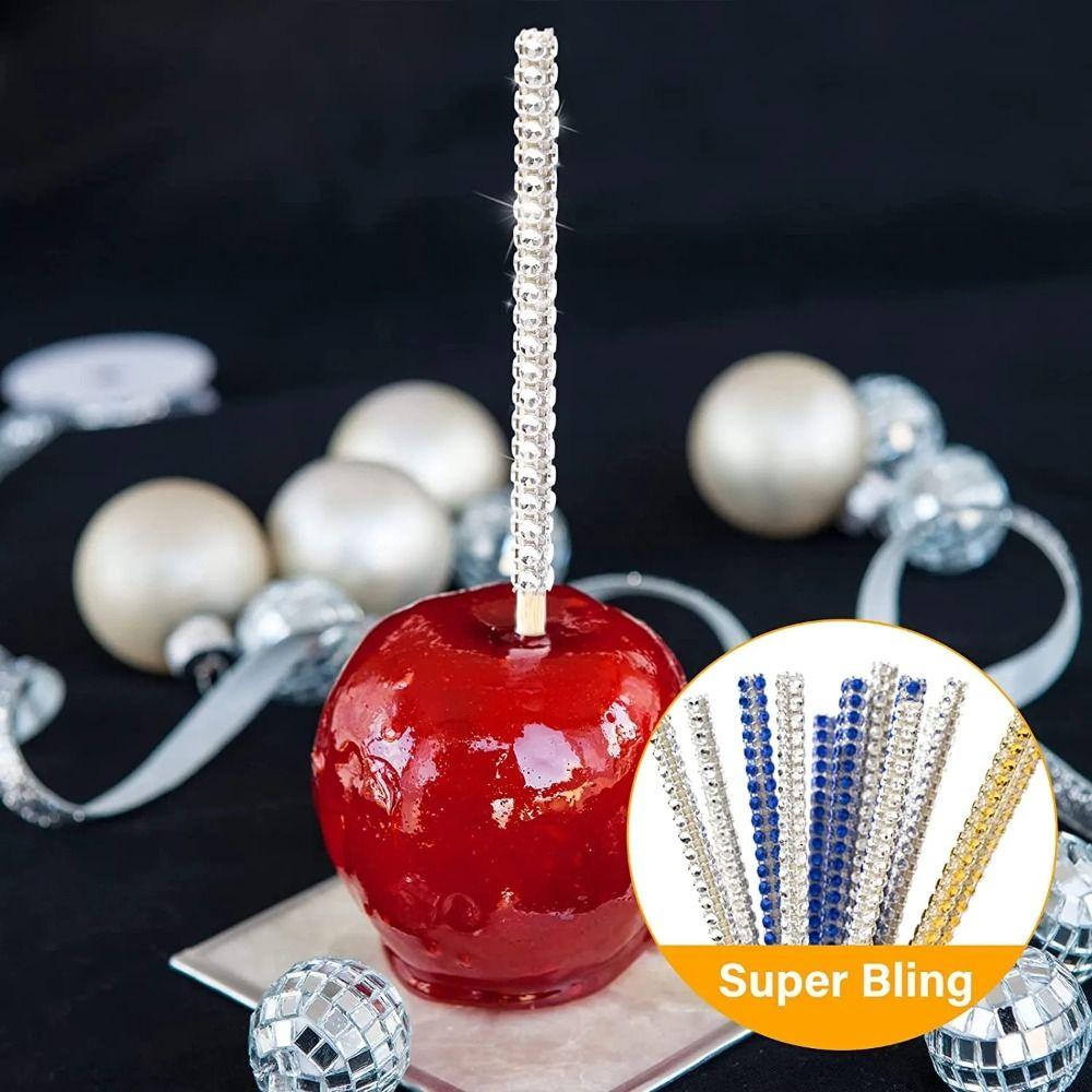 Rhinestone Apple Sticks Bling Cake Chocolate Caramel Sticks Portable Candy Sticks  Christmas