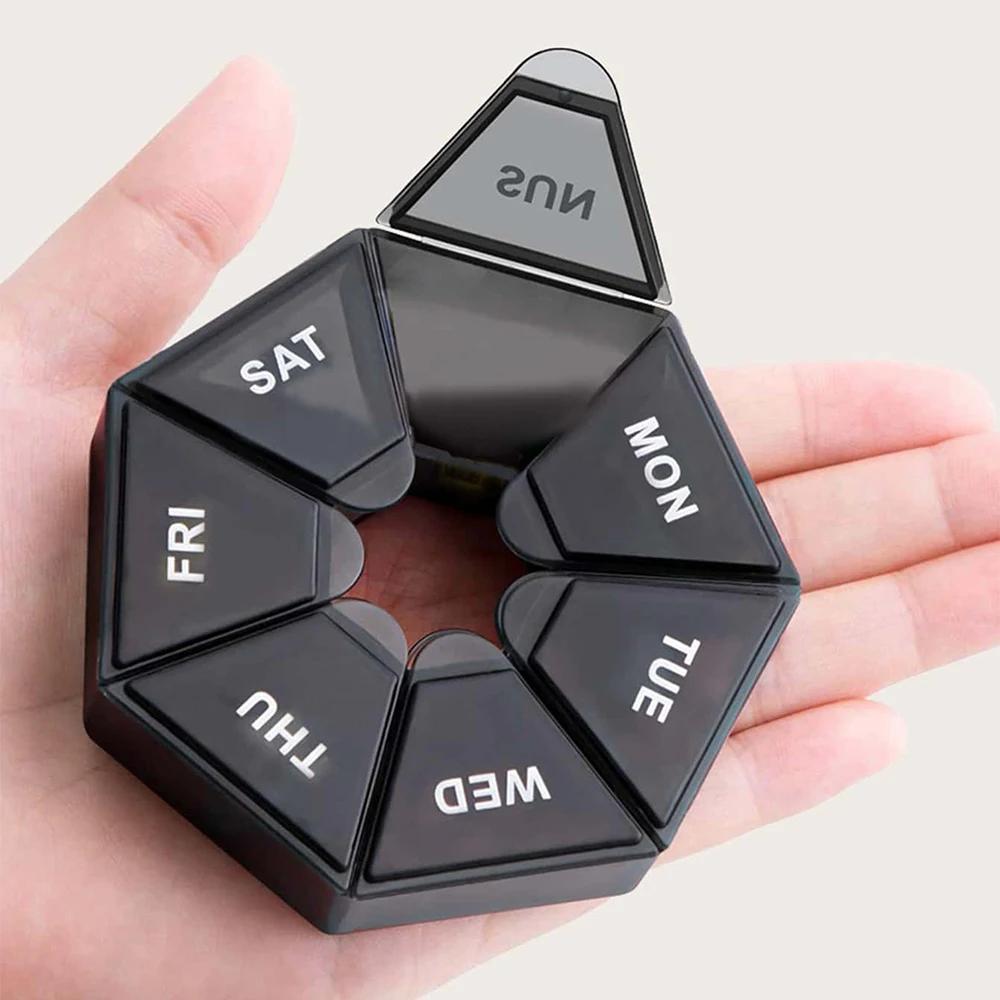 1 Stück - Mini Klein Tragbar Reise Vitamin Pillendose Pillen Etuis Behälter Organizer Aufbewahrung Tabletten 7 Tage Fächer Medizin Fischöle