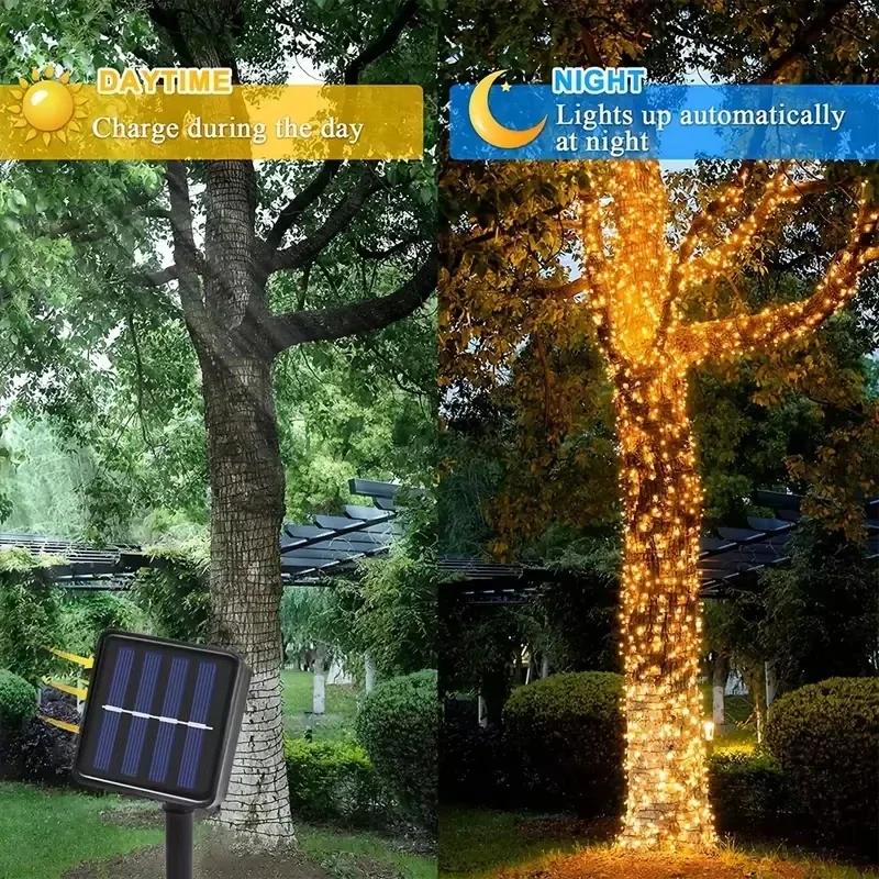 8 Modes Solar LED String Lights 50/100 LEDs, Waterproof Fairy Lights for Outdoor Garden Christmas Party, Wedding Decoration