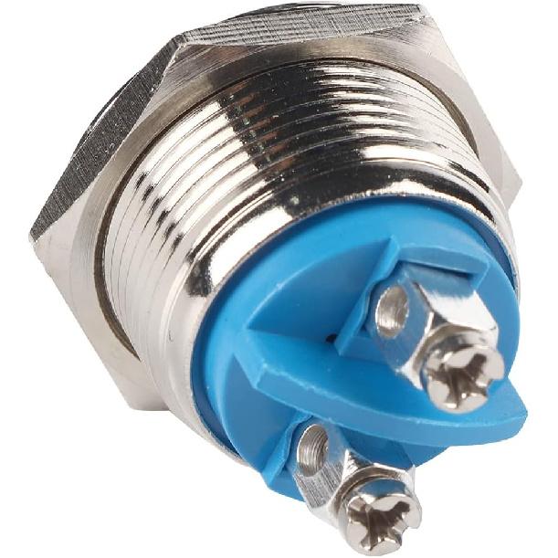 Majatou Push Button Switch, 19mm Waterproof Car Metal Shell Momentary Raised Top Push Button Switch, Car Metal Push Button Horn Momentary Switch 12V