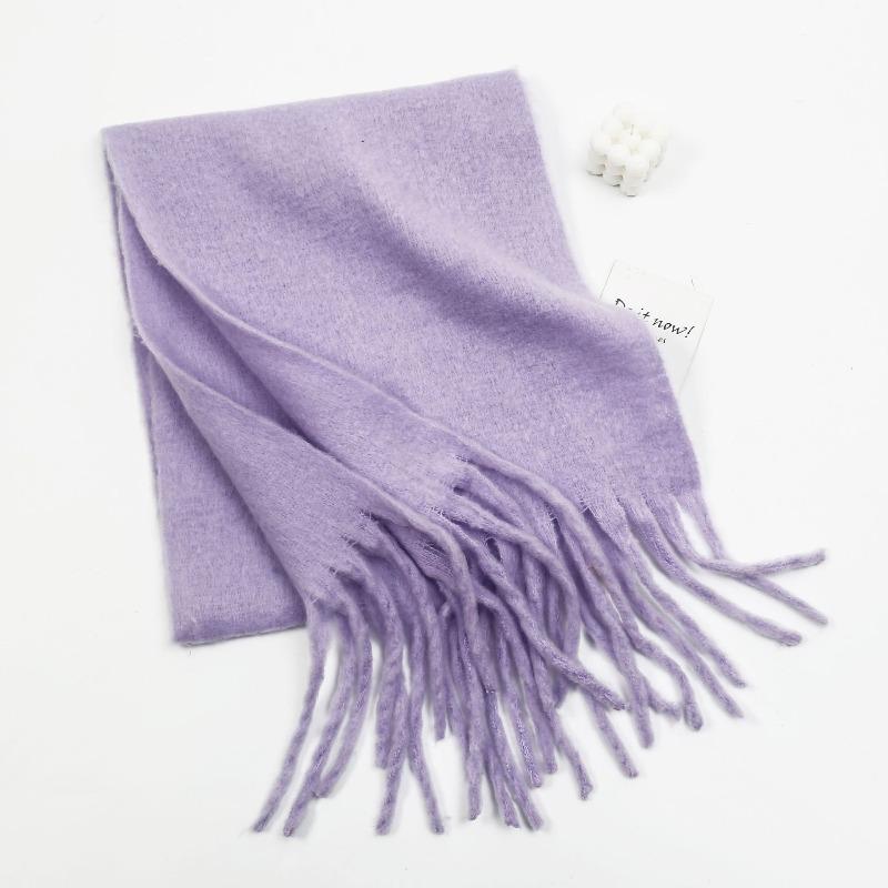 Autumn and winter solid color imitation cashmere beard scarf women's versatile shawl scarf light luxury style