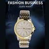 Watch for Men Quartz Day Date Waterproof Casual Luxury Luminous Fashion Dress Watch with Alloy Watchband for Business Gold White