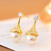 Crystal Waterdrop Imitation Pearl Stud Earrings for Women Exquisite Simple Fashion Sweet Personality Temperament Jewelry