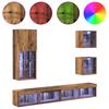 TV Wall Units with LED 5 pcs Reclaimed Wood Effect Particleboard