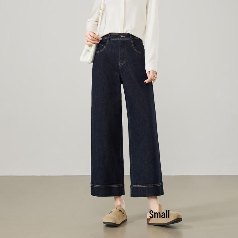 ESE-Y Women's High-Waist Cropped Wide-Leg Jeans