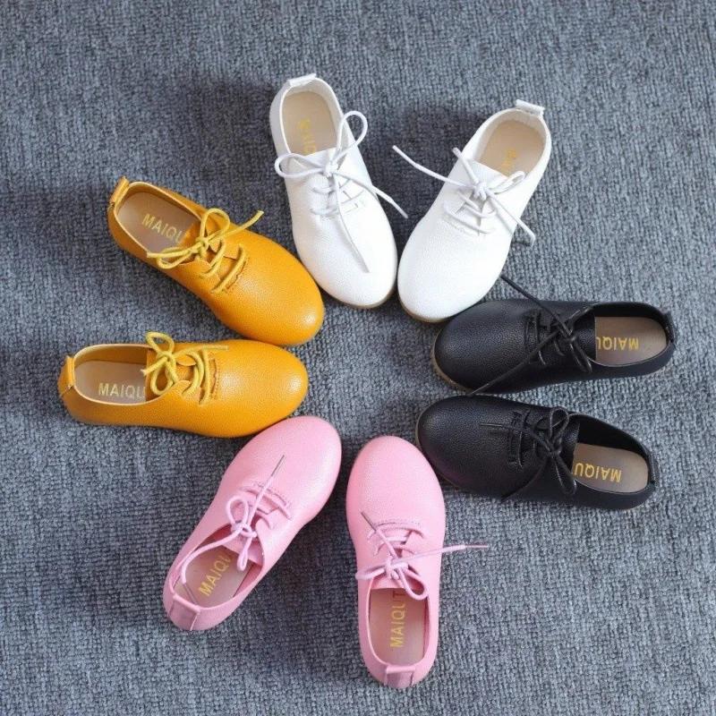 Soft Sole Kid Leather Shoe 2025 Autumn New Versatile Girl Single Shoe Lace Up Loafers Shoe Princess Shoe Mary Jane Shoe Kid Shoe