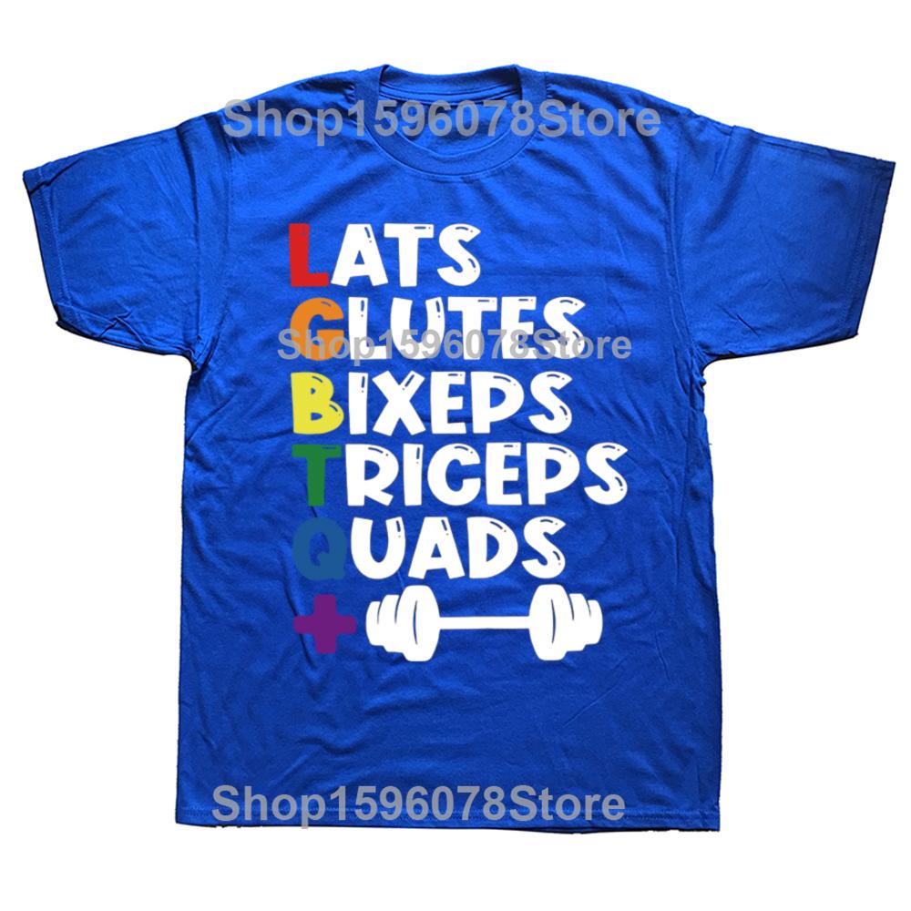 LGBTQ Gym T Shirt Last Glutes Biceps Triceps Lgbt Humor Gym Lovers Tee Tops EU Size 100% Cotton Casual Y2k T-shirt