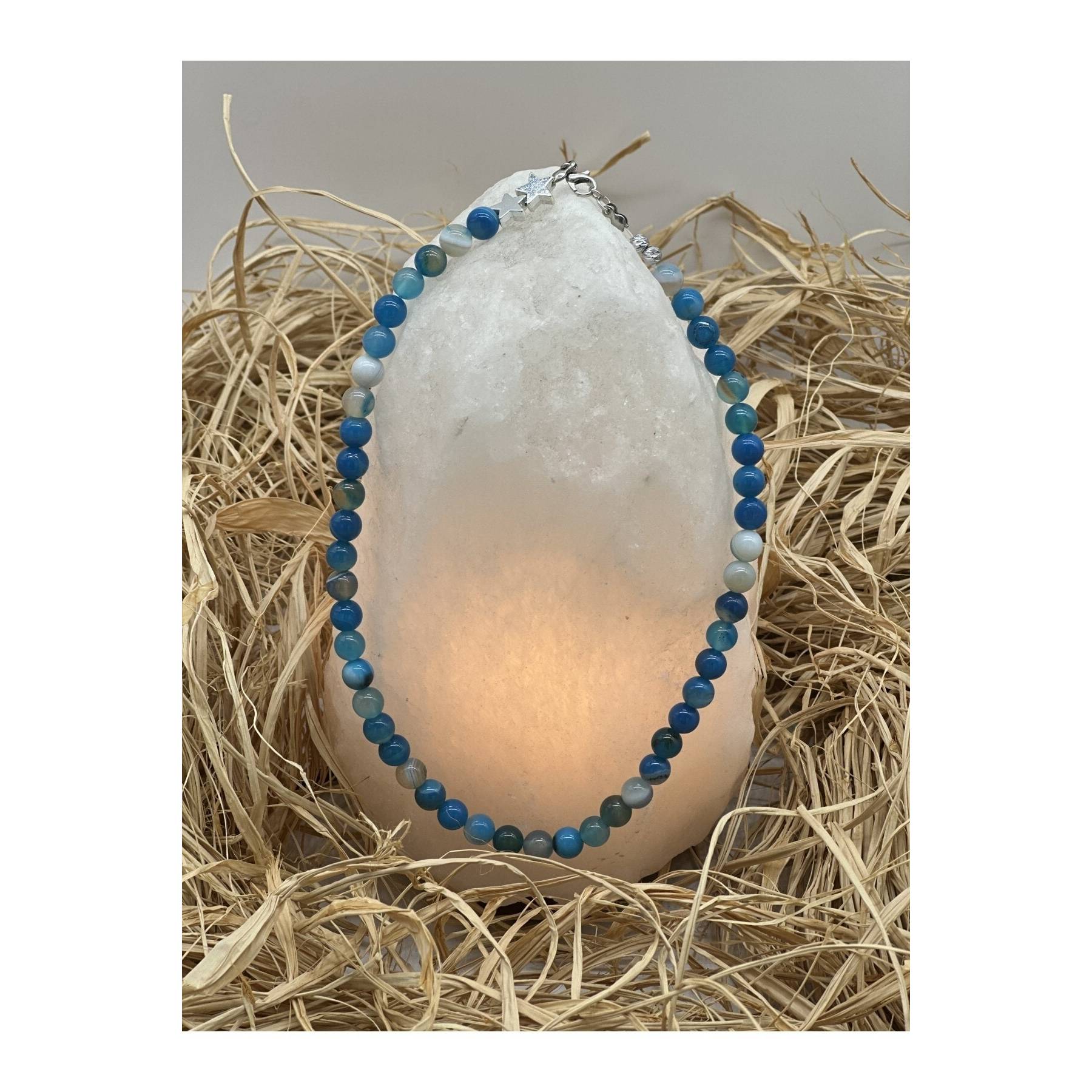 

100% Natural Stone Necklace 8mm Agate Stone