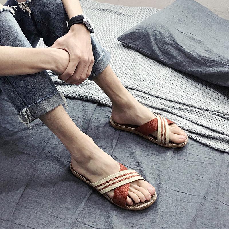 Cotton and Linen Non-Slip Home Slippers for Men and Women – Indoor Summer Slippers with Thick Bottom for Wooden Floors.