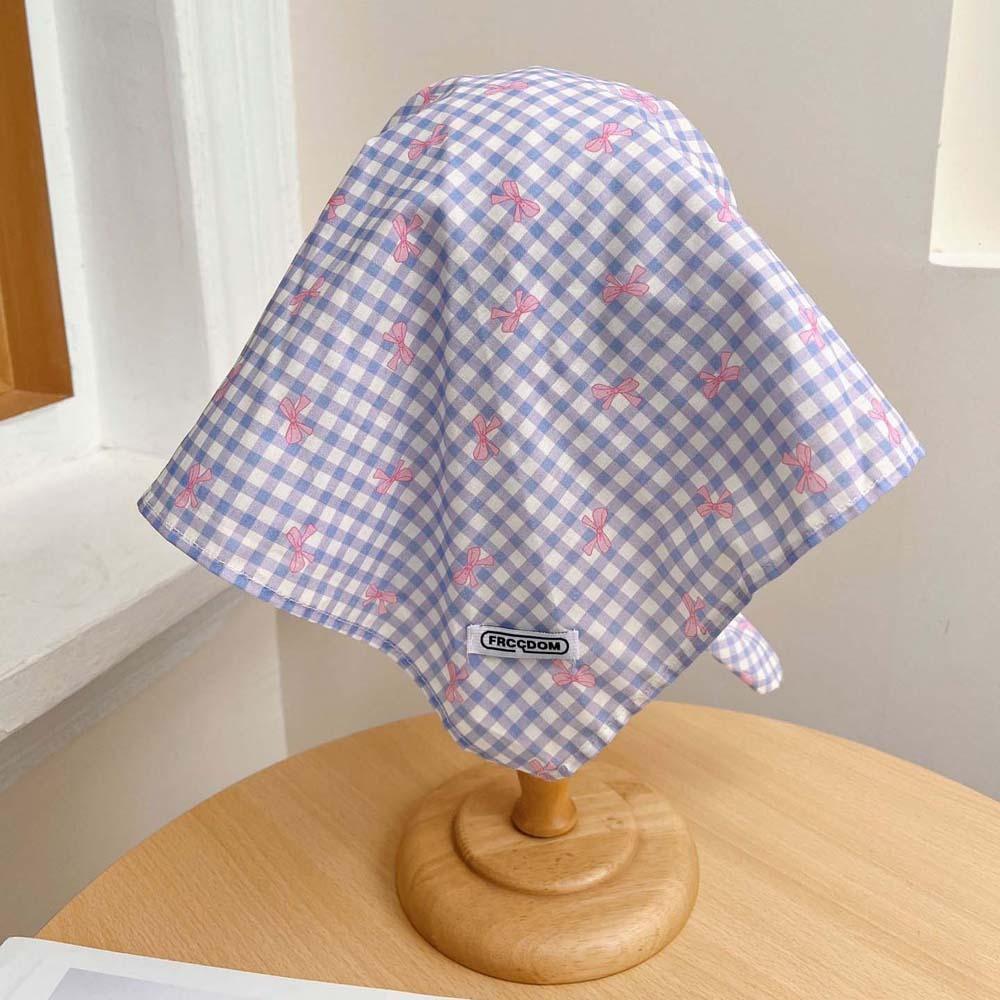 Plaid Headscarf Baseball Hat Bow Strappy Bandana Cap Driving Scarf Peaked Cap  Camping