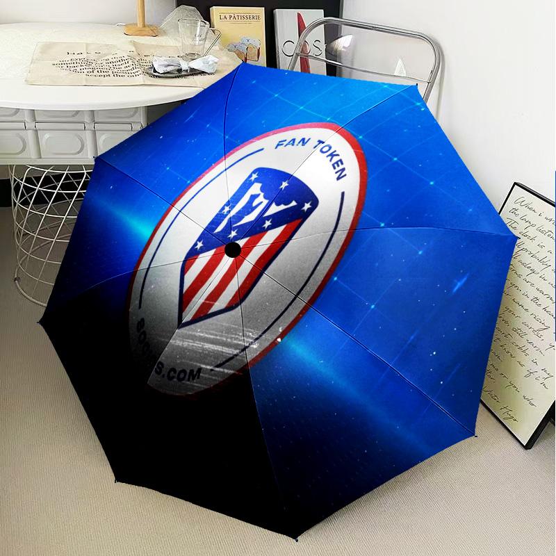 Atletico Madrid Crest Automatic Folding Umbrella - 8-Rib Travel Umbrella with Auto Open/Close & Portable Gifts for holidays or birthdays