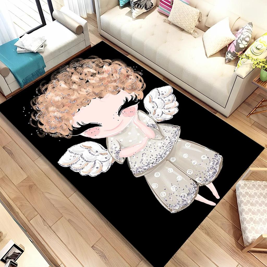 Cute Ballet Girl Ballerina Fairy Cartoon Area Rug,Carpet for Living Room Bedroom Sofa Doormat Decoration, Kid Non-slip Floor Mat