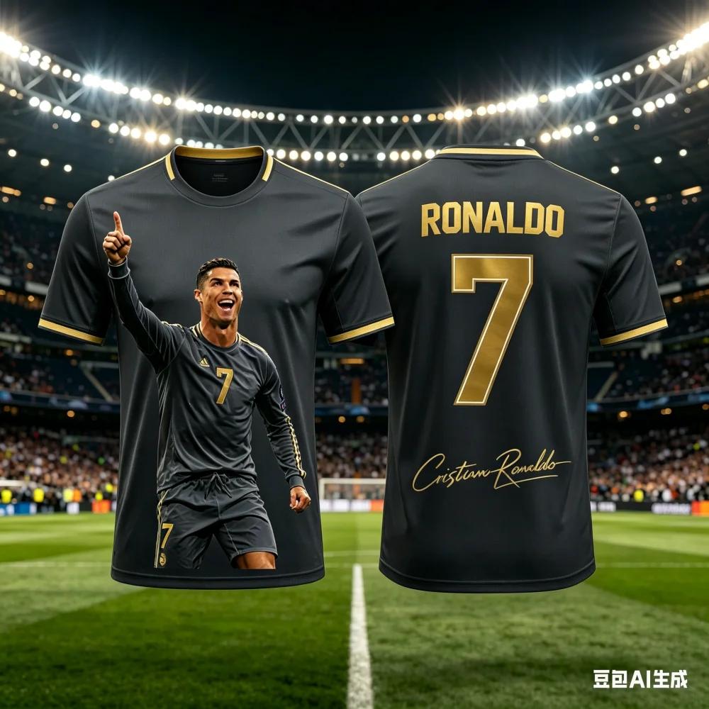 All Season Kids & Adults Ronaldo #7 Fan Football Jersey Polyester Breathable Comfortable Sports World Cup Top