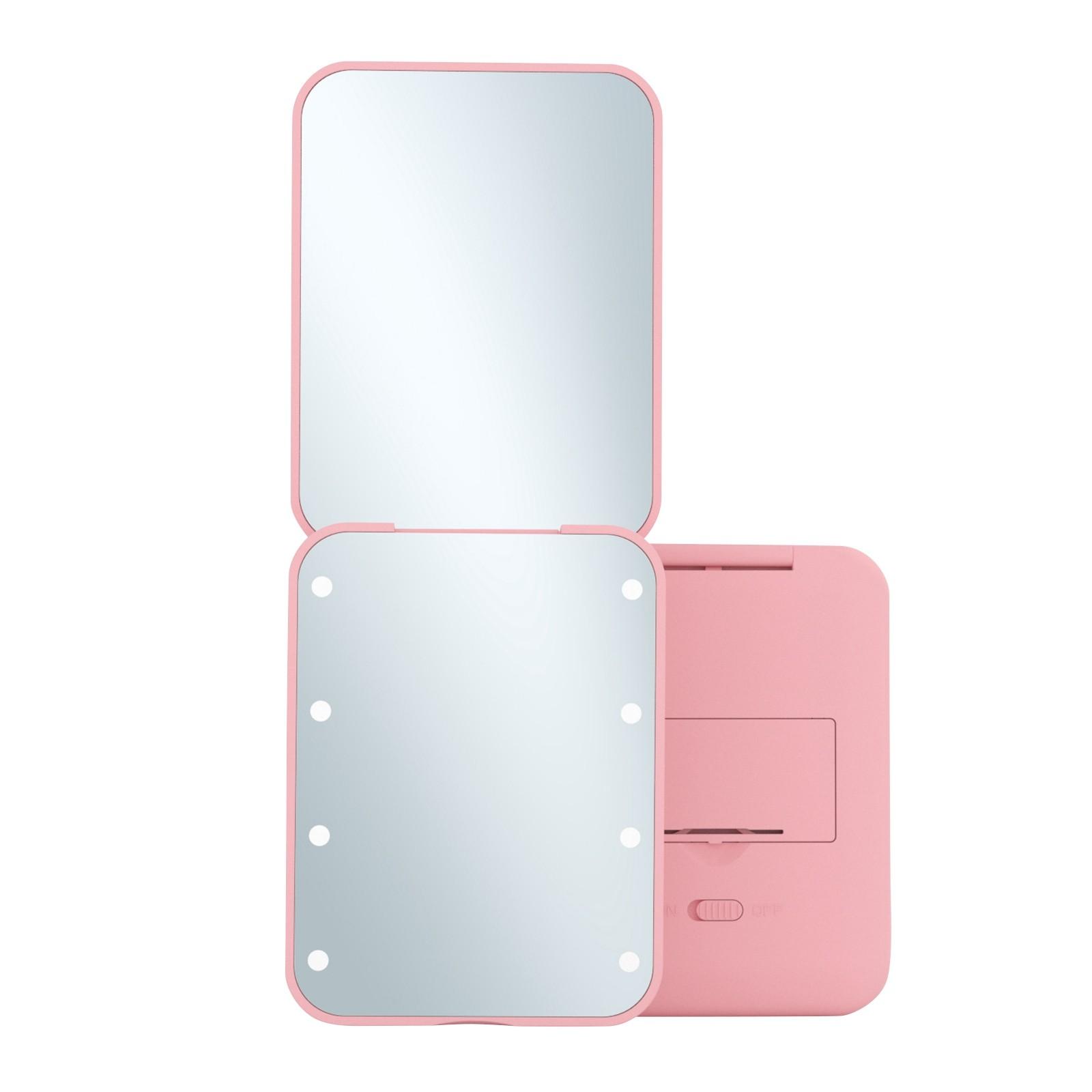 Портативное светодиодное зеркало для макияжа с 8 лампами, складное квадратное маленькое зеркало One Size