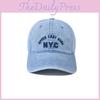 Nyc Letter Embroidered Denim Cap With Curved Brim And Windproof For Outdoor Use