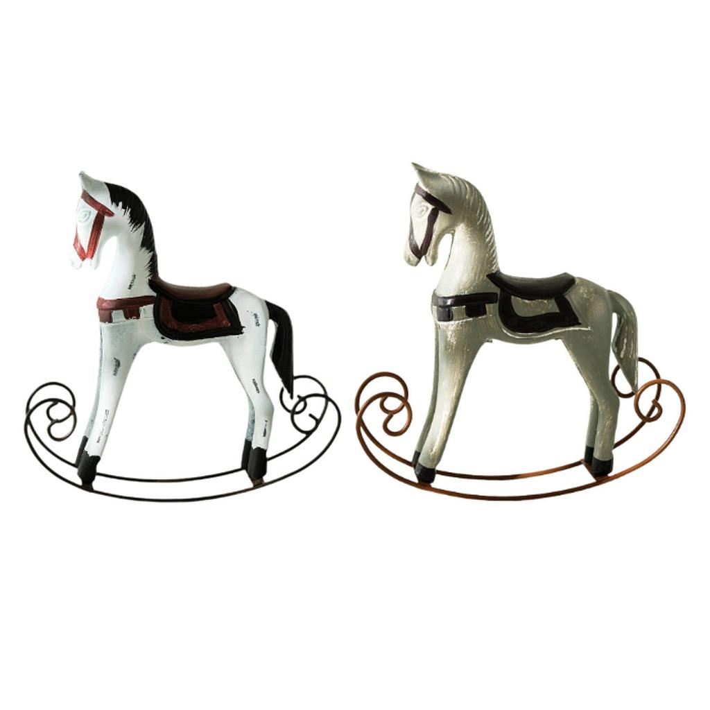Wooden Horse Figurine Animal Sculpture Gift Retro Design Display Ornament for Shop Home Decor Christmas NightStand Wedding