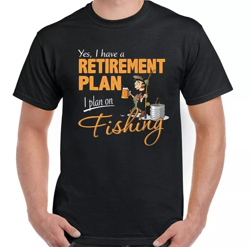 Fishing T-Shirt Retirement Plan Mens Funny Angling Fisherman Angler Fish Sea Rod L