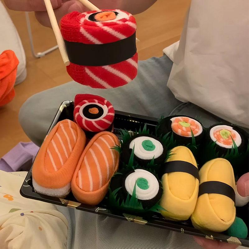 2026 New Japanese Creative Salmon Sushi Socks Three Pairs Per Box Cotton Sock Funny and Unique Style Pure Cotton Socks