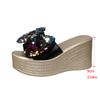 Aphixta 9cm Super High Wedge Slides Colorful Bling Butterfly Knot Outside Summer Slippers Light Women's Mules Big Size 43