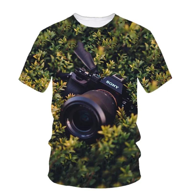 Fashion New Camera Photography Pattern Men's Printed T-shirt Street Harajuku O-neck Extra Large Short Sleeved Top