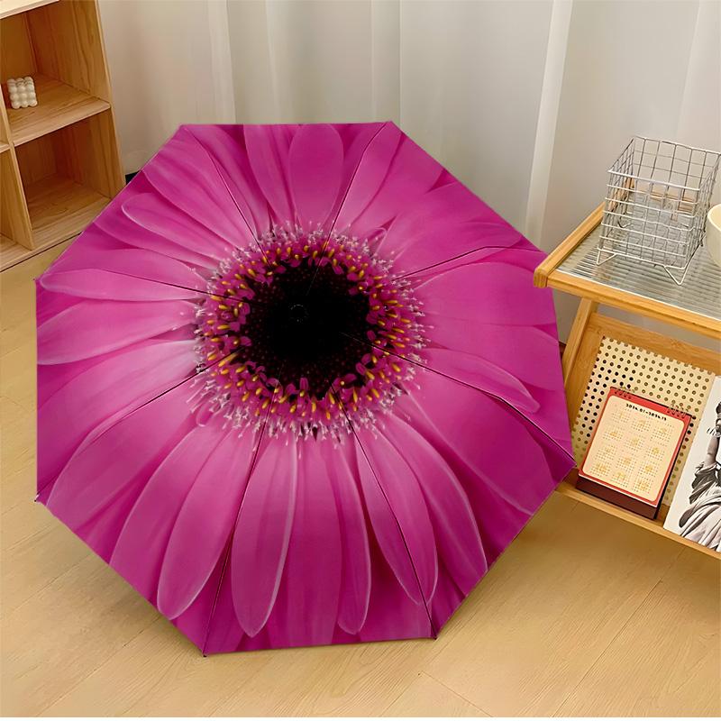 

beautiful flower 5 Theme Automatic Umbrella Compact 8-Rib Design Sturdy Construction Durable Everyday Carry Umbrella Stylish Accessory