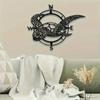 Neon Glowing Turtle Compass Coastal Decor 3D Embossed Black Steel Wall Art